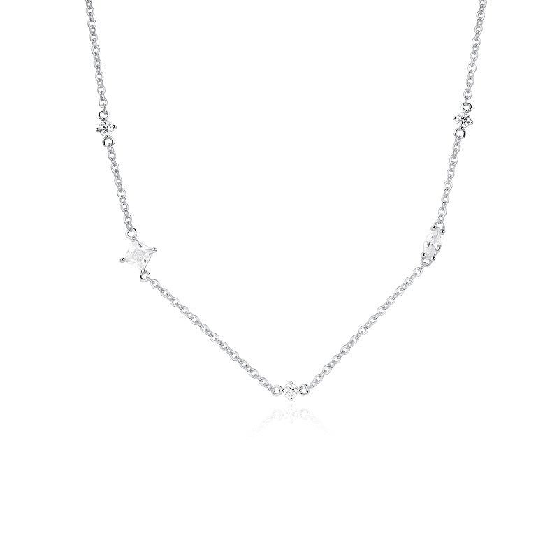 FX1058 925 Sterling Silver Cubic Zieconia Clavicle Necklaces