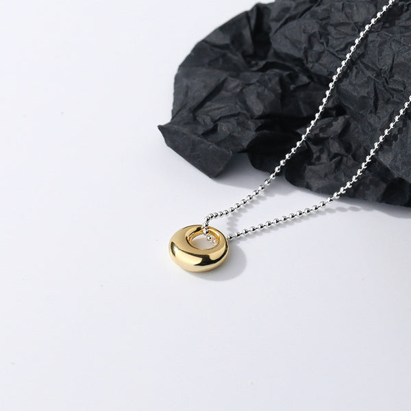 FX1140 925 Sterling Silver Circle Dome Pendant Necklace