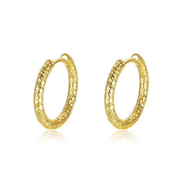 FE3051 925 Sterling Silver Statement Lava Texture Hoop Earrings
