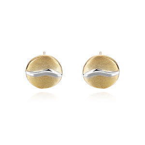 FE3039 925 Sterling Silver Double Color Brushed Stud Earrings