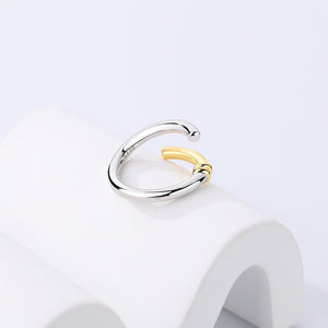 FJ0948 925 Sterling Silver Two Color Open Ring