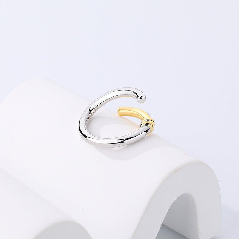 FJ0948 925 Sterling Silver Two Color Open Ring
