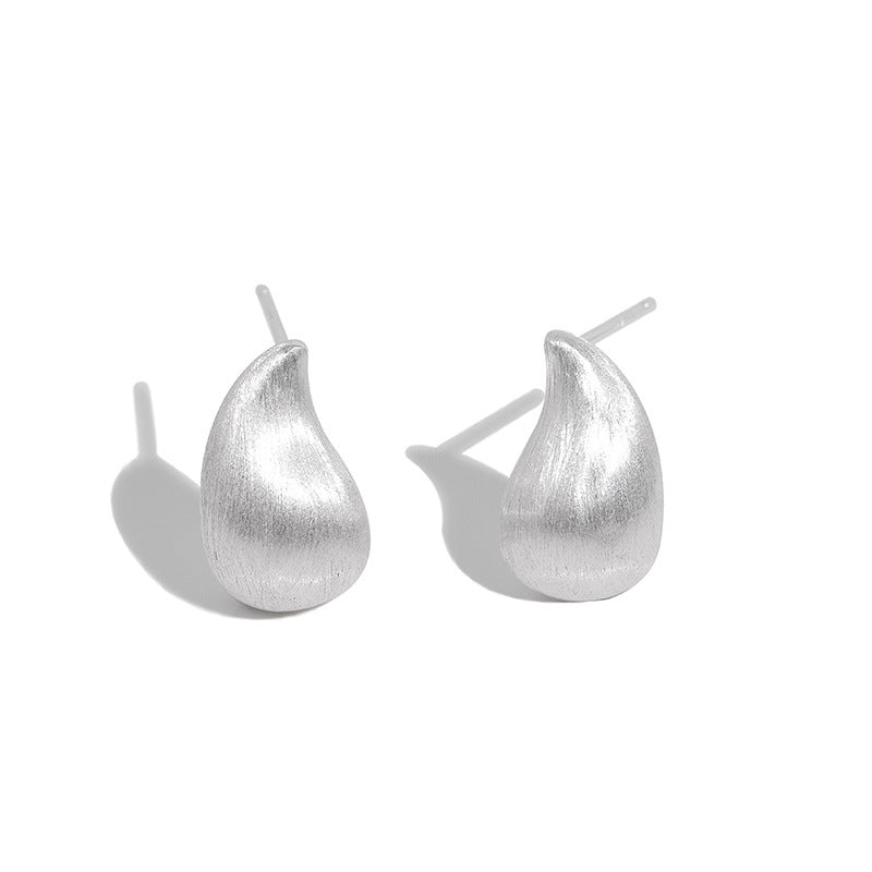 FE3027 925 Sterling Silver Matte Frosted Water Drop Earrings