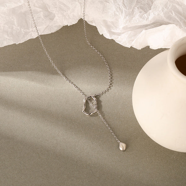 FX1163 925 Sterling Silver Toggle Water Drop Pendant Necklace