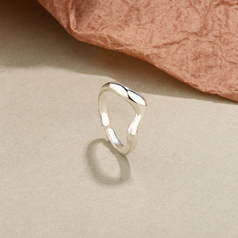 FJ0974 925 Sterling Silver Simple Wave Ring