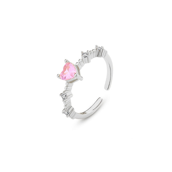 FJ0848 925 Sterling Silver Heart CZ Ring