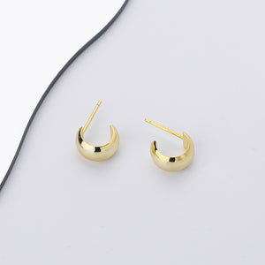 FE2664 925 Sterling Silver Simple C-shaped Stud Earrings