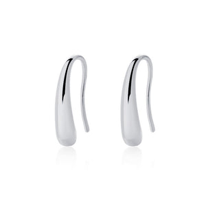 FE2469 925 Sterling Silver Glossy Drop Hoop Earrings