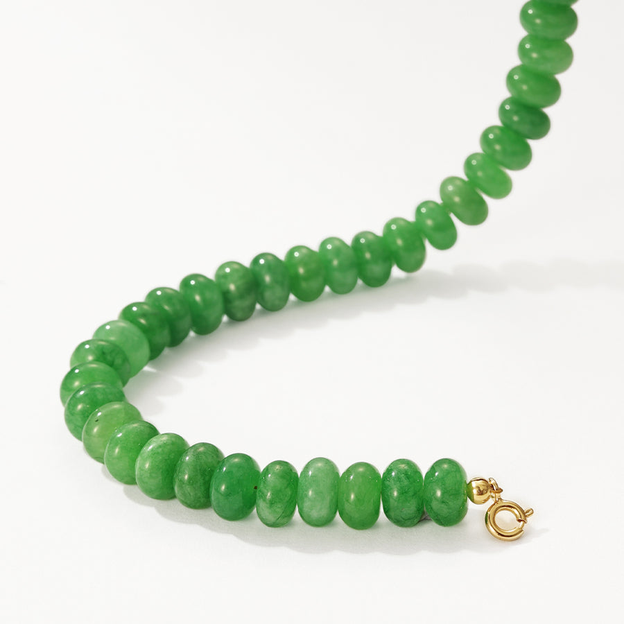 PB0144 925 Sterling Silver Green Jade Charm Beaded Bracelet