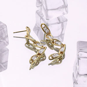 FE2636 925 Sterliang Silver Chain Dangle Stud Earring