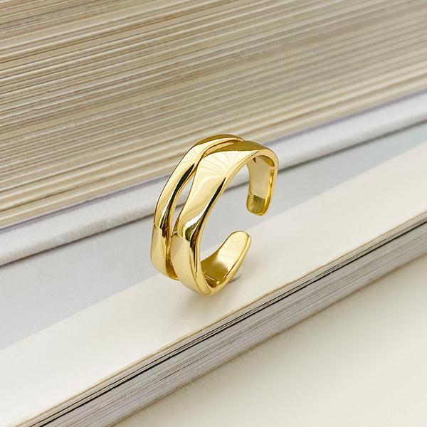 FJ0986 925 Sterling Silver Trendy Geometric Split Ring