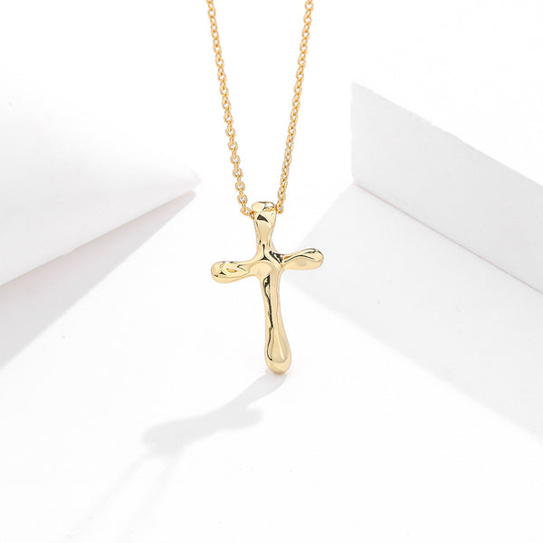 FX0970 925 Sterling Silver Cross Pendant Clavicle Necklaces