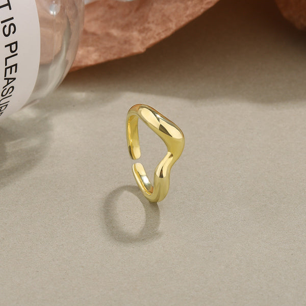 FJ0974 925 Sterling Silver Simple Wave Ring