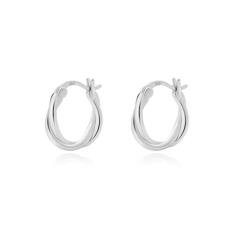 FE3070 925 Sterling Silver Polished Twisted Hoop Earring