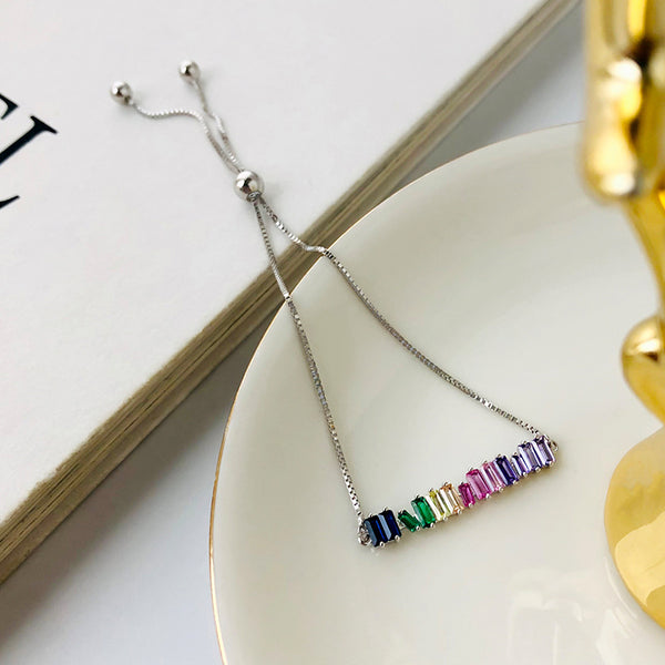 FS0327 925 Sterling Silver Rainbow Zircon Bracelet