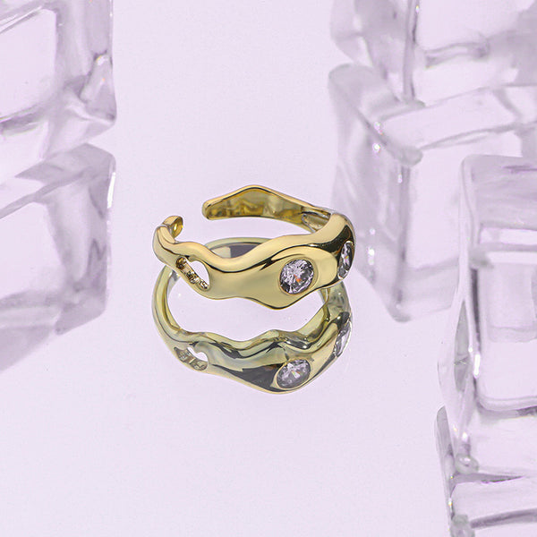 FJ0971 925 Sterling Silver Wave Genstone Ring