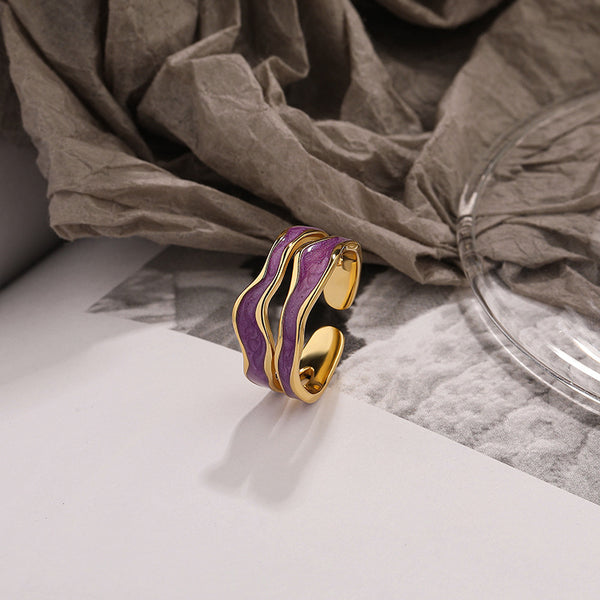 FJ0843 925 Sterling Silver Double Enamel Ring