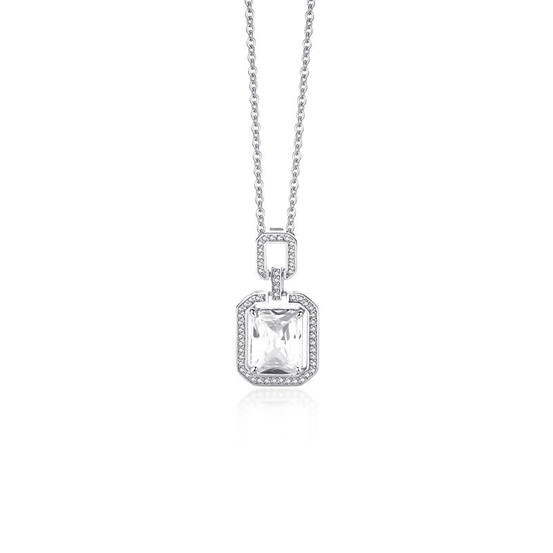 FX1247 925 Sterling Silver Interlocking Diamond Necklace
