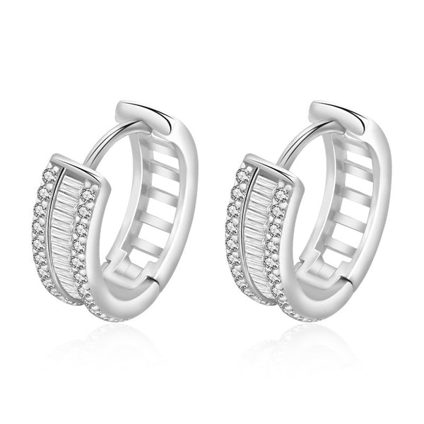 FE3020 925 Sterling Silver Hollow Hoop Earring