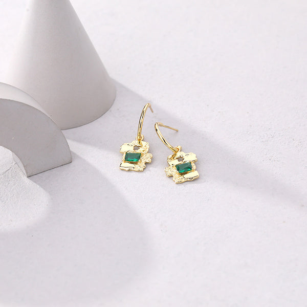 FE2621 Irregular Folded Zircon Dangle Stud Earring