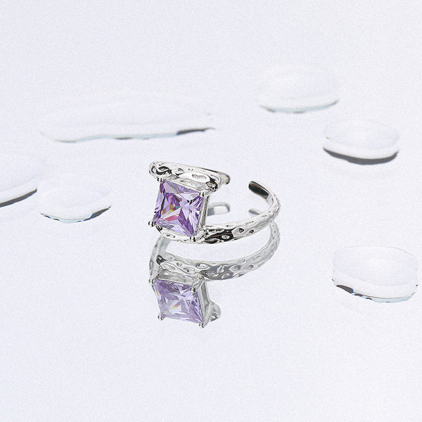 FJ0950 925 Sterling Silver CZ Texture Ring