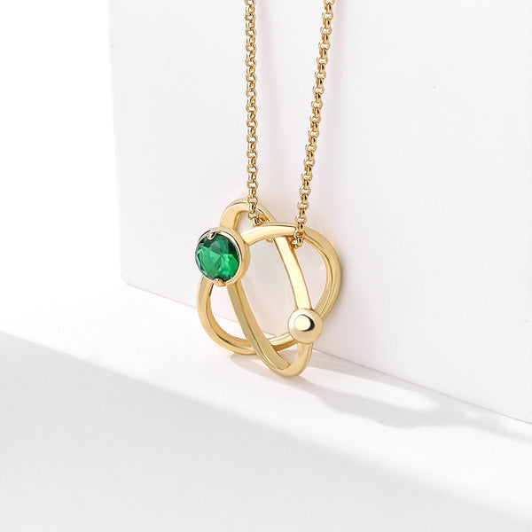 FX1017 925 Sterling Silver Fantasy Interstellar Green CZ Pendant Necklaces