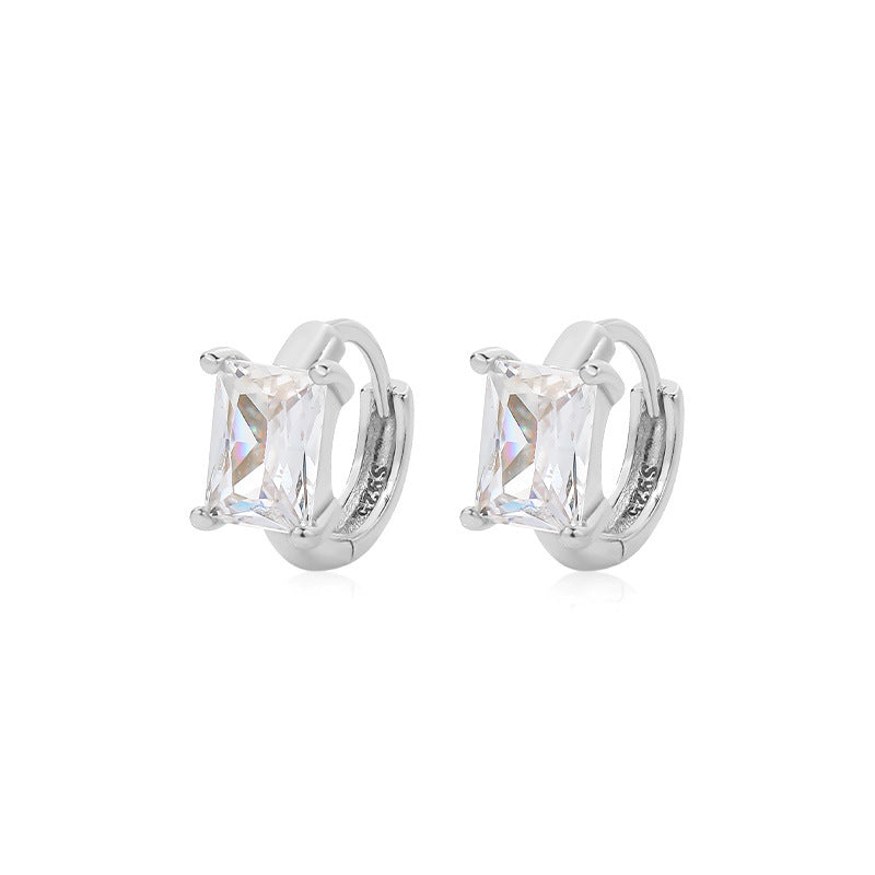 FE3061 925 Sterling Silver Geometric Cube Zircon Earrings
