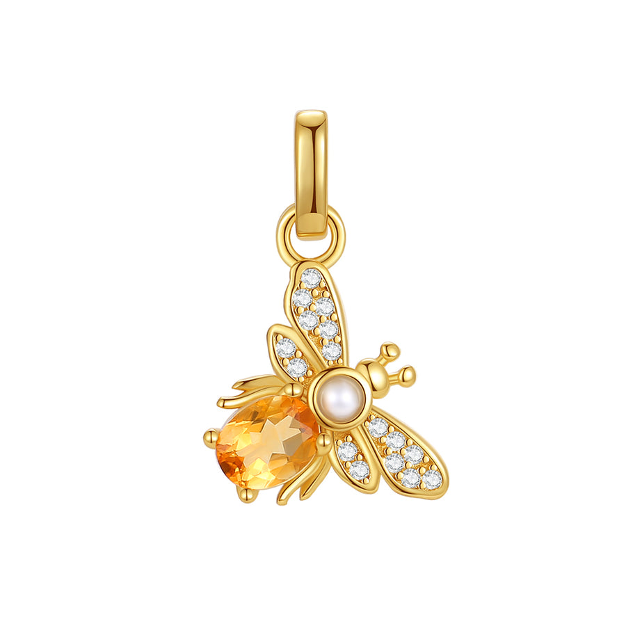 VFD0493 Citrine Honey Bee Charms