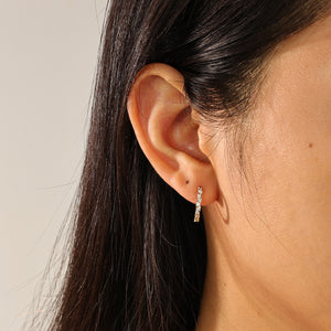 FE2316  925 Sterling Silver Classic Cubic Zirconia Hoop Earrings
