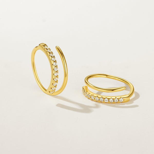 FE2352 925 Sterling Silver Cubic Zirconia Spiral Double Earrings