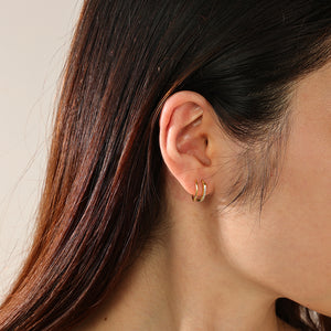 FE2352 925 Sterling Silver Cubic Zirconia Spiral Double Earrings