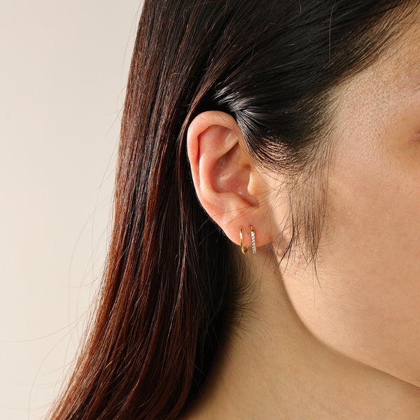 FE2352 925 Sterling Silver Cubic Zirconia Spiral Double Earrings