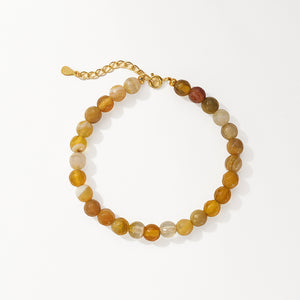 PB0115 Amber Color Agate Charm Beaded Bracelets