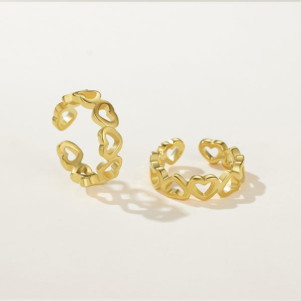 FE2414 925 Sterling Silver Heart Ear Cuff