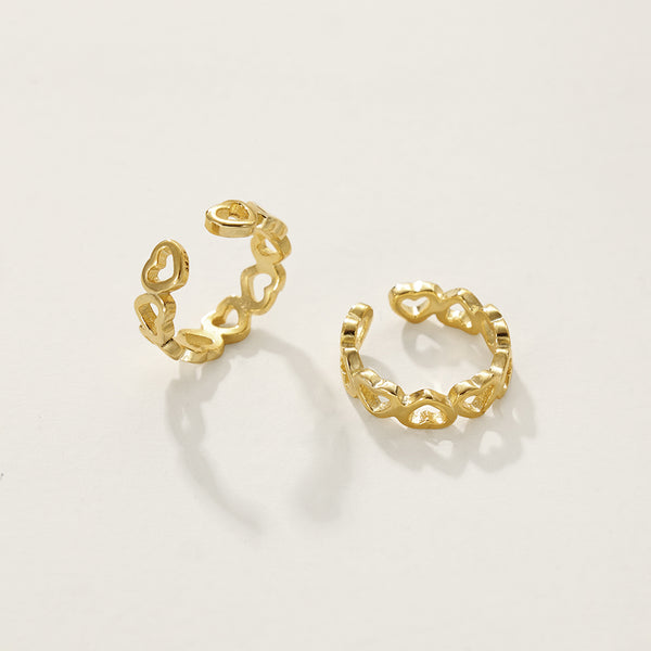 FE2414 925 Sterling Silver Heart Ear Cuff