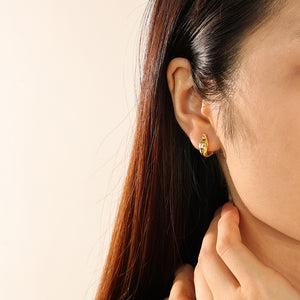VFE0008 Hammered Women Chunky Hoop Earrings