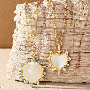 VFX0420 Mother Of Pearl Heart Necklace