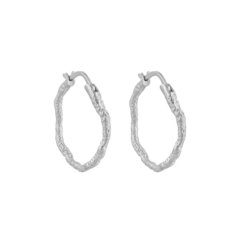 RHE1337 RHE1338 925 Sterling Silver Elegant Geometric Hoop Earrings