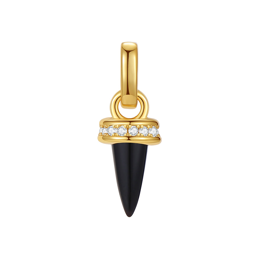 VFD0489 Black Agate Fearless Pendant Charm