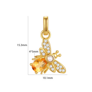 VFD0493 Citrine Honey Bee Charms