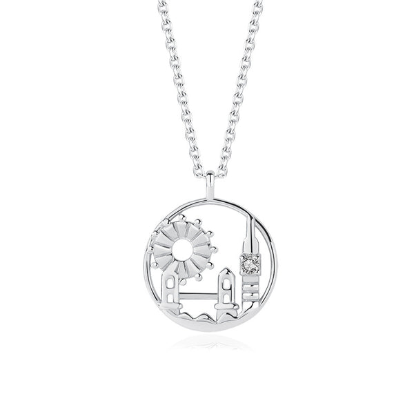 FX1094 - FX1100 925 Sterling Silver Famous City Building Logo Pendant Necklace