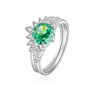 FJ1033 925 Sterling Silver Colorful Cubic Zirconia Ring
