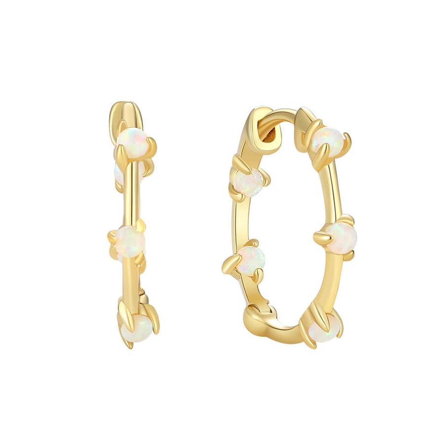 VFE0325 Dainty Huggie Hoops With Opal