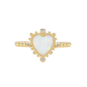 VFJ0327 Vintage Heavenly Opal Heart Women Ring