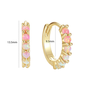 VFE0219 Gradient Opal Color Stone Huggie Hoop Earrings