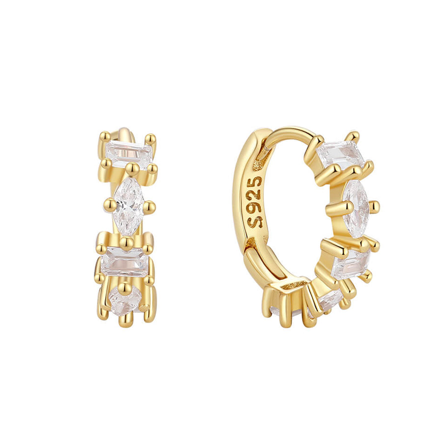 VFE0340 Geometric Baguette Marquise Zirconia Hoop Earrings