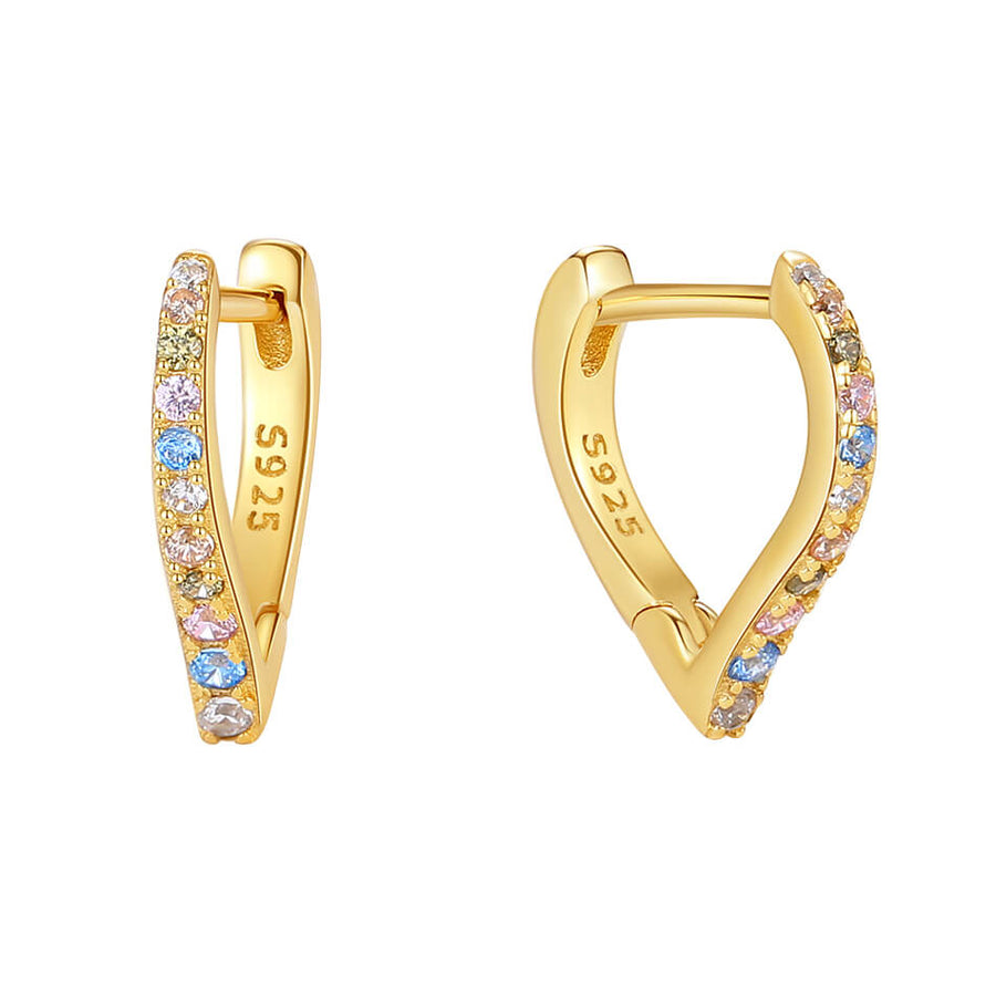 VFE0437 Multicolor Cubic Zirconias Heart Hoop Earring