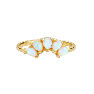 VFJ0320 Geometric Teardrop Opal Stacking Engagement Ring