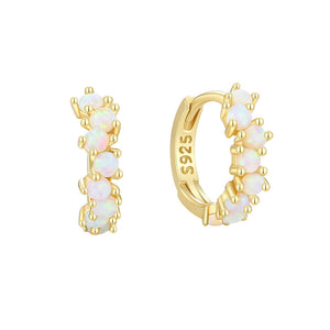 VFE0334 Stacked Opal Gemstone Hoop Earrings