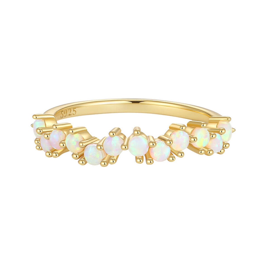 VFJ0333 Minimalist Small Round Stacking Opal Ring